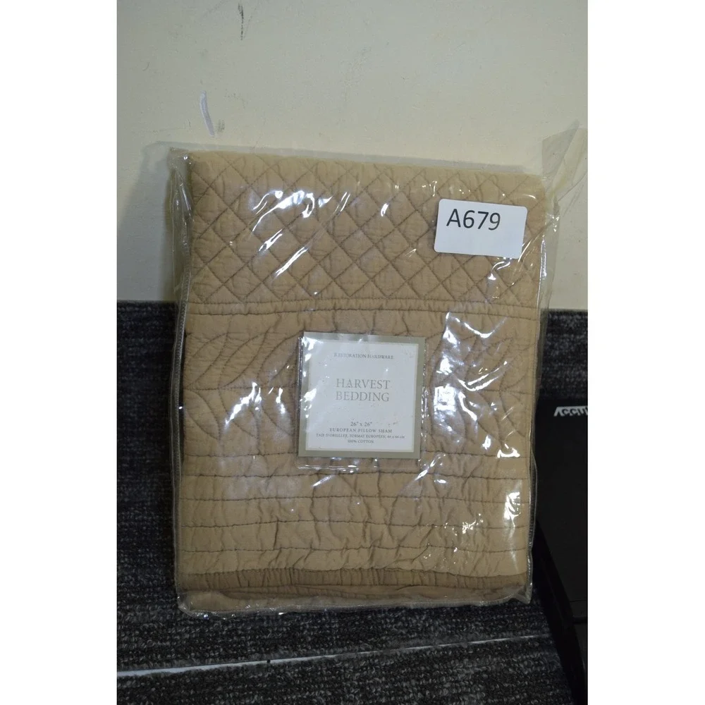 NOS Restoration Hardware Harvest Bedding European Pillow Sham 26x26 Tan NEW